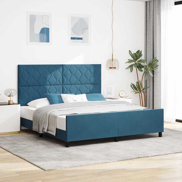 vidaXL Letto a molle con testiera Blu Scuro 180 x 200 cm Velluto