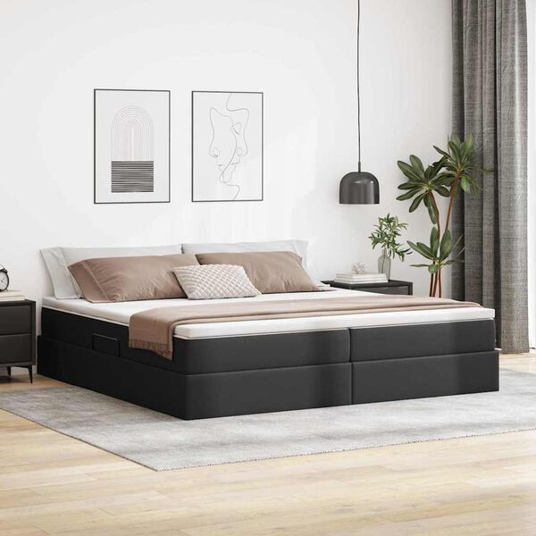 vidaXL Letto con contenitore e materasso Nero 200 x 200 cm