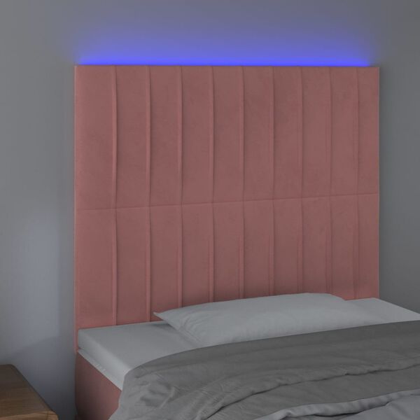 vidaXL Testiera a LED Rosa 90x5x118/128 cm in Velluto