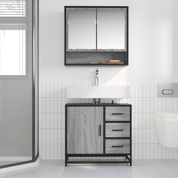 vidaXL Mobile Lavabo Bagno Grigio Sonoma 65x33x60 cm Legno Multistrato