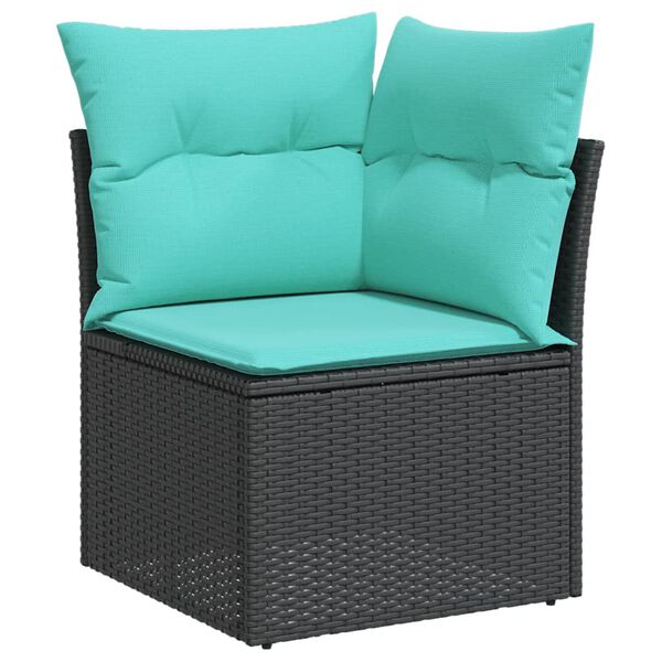 vidaXL Set Divani da Giardino 9 pz con Cuscini Nero in Polyrattan