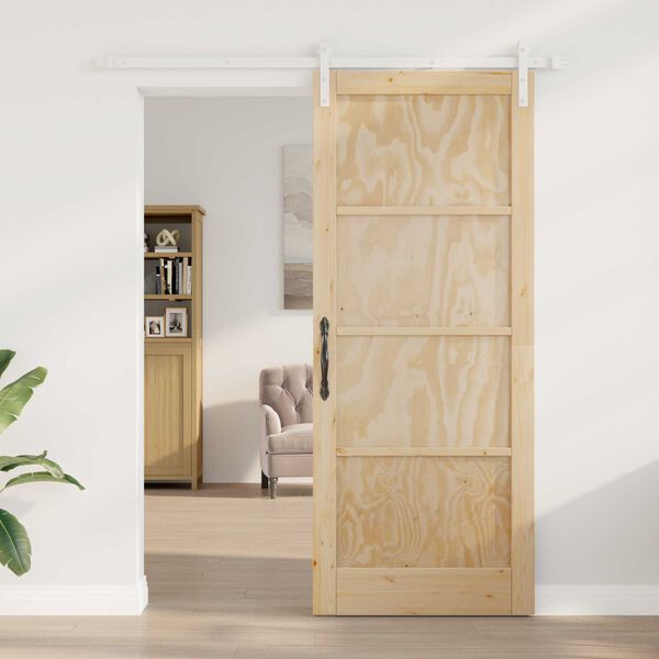 vidaXL Porta scorrevole Marrone 86 x 211 cm Pino massello