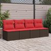 vidaXL Set Divano Giardino 4 pz con Cuscini Marrone Polyrattan Acacia