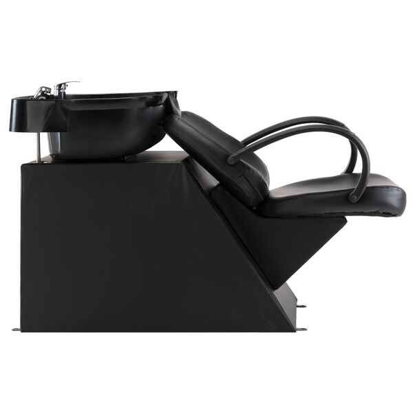 vidaXL Poltrona e Lavatesta per Parrucchiere in Similpelle Nera