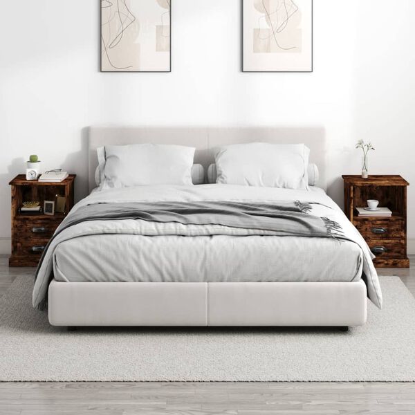 vidaXL Comodini 2pz Rovere Fumo 43x36x60 cm
