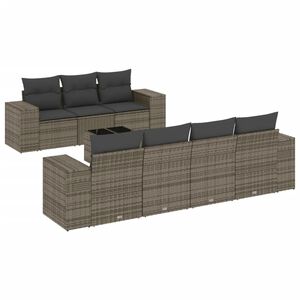 vidaXL Set Divano da Giardino 8 pz con Cuscini Grigio in Polyrattan