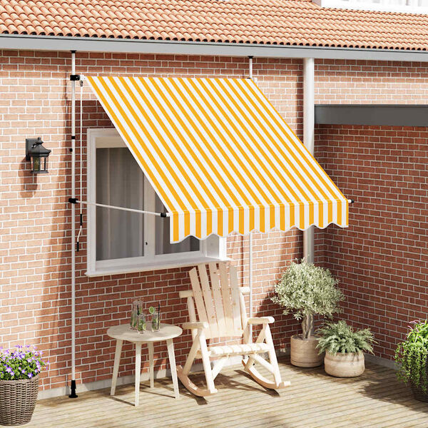 vidaXL Tenda da Sole Retrattile Manuale 200cm Strisce Arancione Bianco