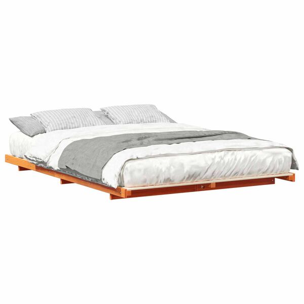 vidaXL Struttura letto a terra Cera marrone 140 x 220 cm