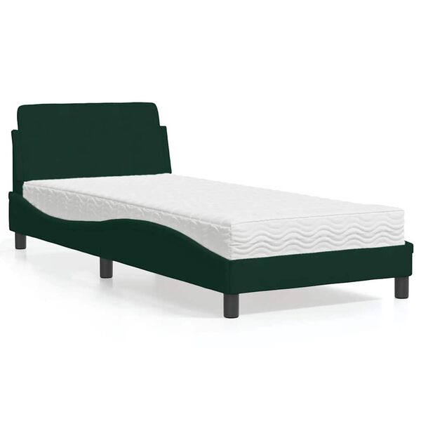 vidaXL Letto con Materasso Dover Verde Scuro 80x200 cm in Velluto