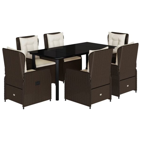 vidaXL Set da Pranzo da Giardino 7pz con Cuscini in Polyrattan Marrone
