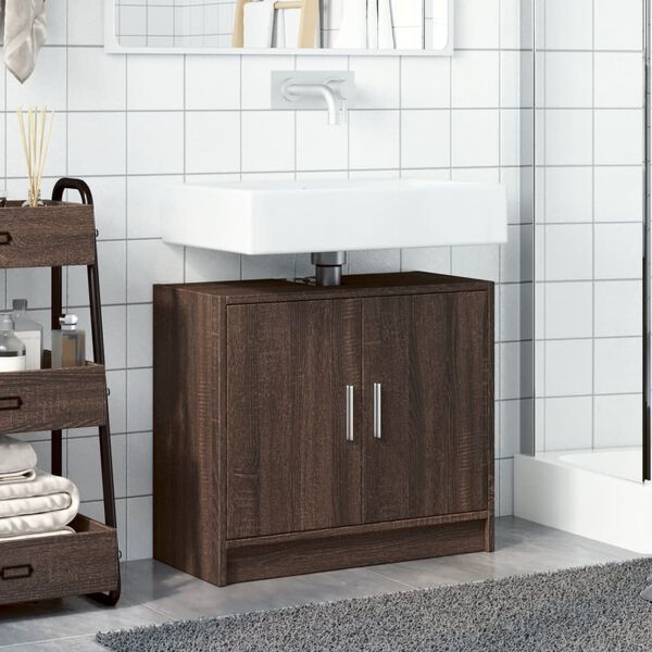 vidaXL Mobile Lavabo Rovere Fumo 63x29x55 cm in Truciolare