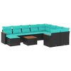 vidaXL Set Divani da Giardino 11 pz con Cuscini Nero in Polyrattan