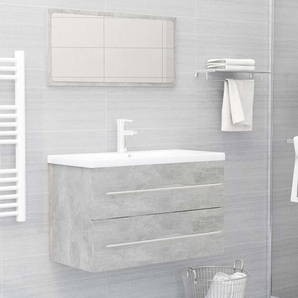 vidaXL Set Mobili da Bagno 2 pz Grigio Cemento in Legno Multistrato