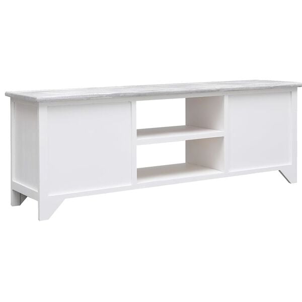 vidaXL Mobile Porta TV Bianco e Grigio 108x30x40 cm Legno di Paulownia