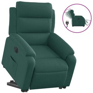 vidaXL Poltrona Alzapersona Reclinabile Elettrica Verde Scuro Tessuto