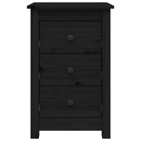 vidaXL Comodini 2 pz Nera 40x35x61,5 cm in Legno Massello di Pino