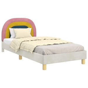 vidaXL Struttura letto bambini con testata Crema 90 x 200 cm Velluto