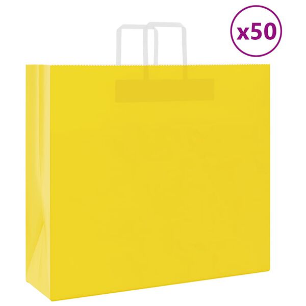 vidaXL Sacchetti di Carta 50 pz con Manici Gialli 54x15x49 cm