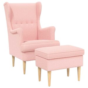 vidaXL Poltrona con Ottomano 2 pz Rosa Boucl&eacute;