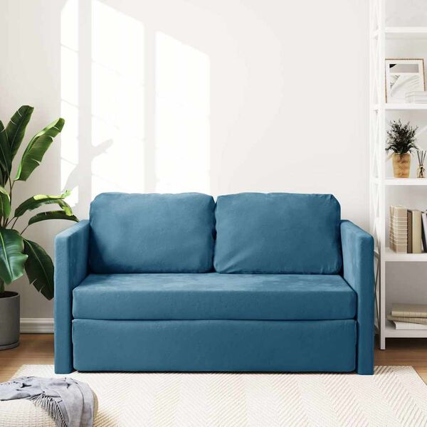 vidaXL Divano Letto da Terra 2 in 1 Blu 122x204x55 cm Velluto