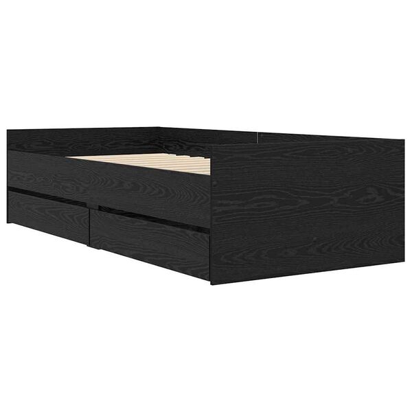 vidaXL Struttura del letto Rovere Nero 90 x 200 cm Pino massello