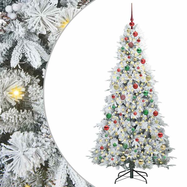 vidaXL Albero di Natale Artificiale con Rami Pieghevoli Bianco 180 cm