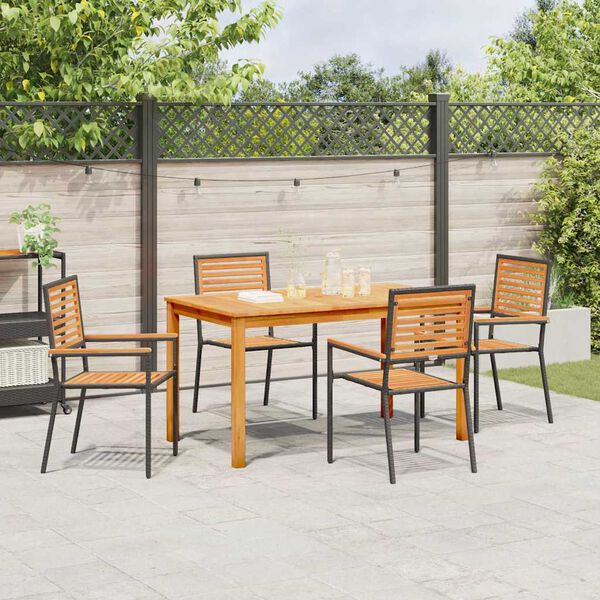 vidaXL Set da Pranzo per Giardino 5 pcs Nero Legno di Acacia Massello