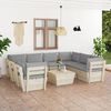 vidaXL Set Divani da Giardino su Pallet 9 pz con Cuscini Legno Abete