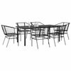 vidaXL Set Pranzo da Giardino 7 pz Nero Polyrattan Vetro