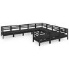 vidaXL Set Salotto da Giardino 10 pz Nero in Legno Massello di Pino