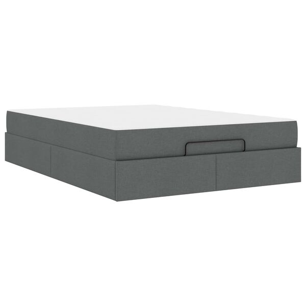 vidaXL Struttura letto con materasso 2 pcs Grigio Sfumato Tessuto