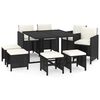 vidaXL Set da Pranzo da Giardino 9 pz con Cuscini Nero in Polyrattan