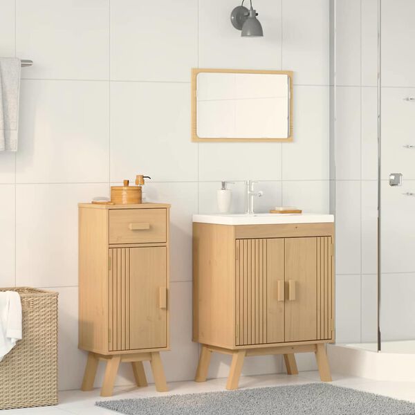 vidaXL Set di mobili per il bagno 2 pcs Marrone Legno massello di pino