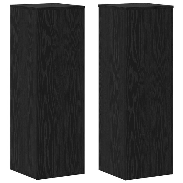 vidaXL Supporto per piante 2 pcs Rovere Nero 33 x 33 x 100 cm