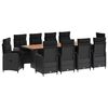 vidaXL Set da pranzo per esterni 11 pz Nero polyrattan