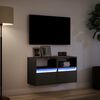 vidaXL Mobili TV a Parete con Luci LED 2pz Neri 41x31x45 cm