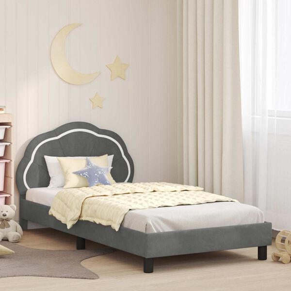 vidaXL Struttura letto bambini con testata Grigio scuro 90 x 200 cm