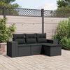 vidaXL Set Divani da Giardino 4 pz con Cuscini Nero in Polyrattan