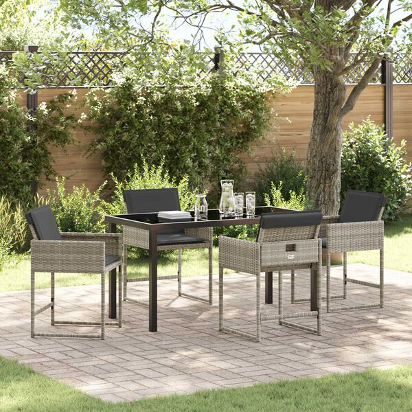 vidaXL Set da Pranzo per Giardino 5 pcs Grigio chiaro polyrattan