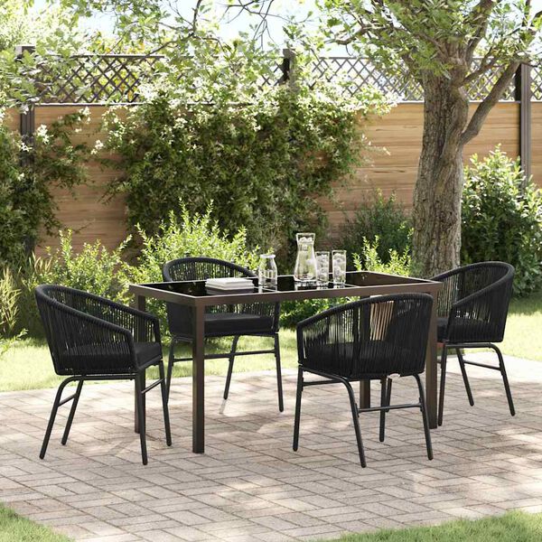 vidaXL Set da Pranzo per Giardino 5 pcs Nero