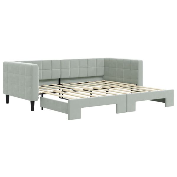 vidaXL Divano Letto con Letto Estraibile Grigio Chiaro 90x190 Velluto