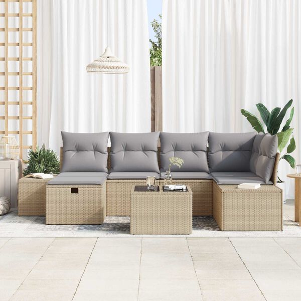 vidaXL Set di divani con cuscino 6 pcs polyrattan