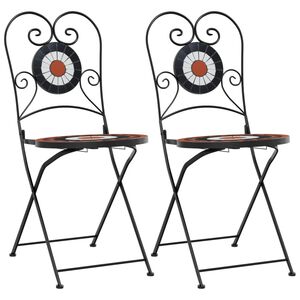 vidaXL Sedie pieghevoli 2 pezzi terracotta e nera ceramica