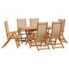 vidaXL Set Pranzo da Giardino 7pz Legno Massello di Acacia e Textilene