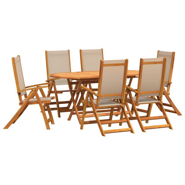 vidaXL Set Pranzo da Giardino 7pz Legno Massello di Acacia e Textilene