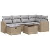 vidaXL Set Divano da Giardino 7 pz con Cuscini Beige Misto Polyrattan