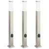 vidaXL Lampioni a colonnina con presa elettrica 3 pz 80 cm Acciaio Inox IP44