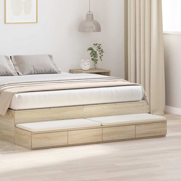 vidaXL Cassetti per letto Rovere Sonoma 150 x 36,5 x 16,5 cm