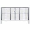 vidaXL Cancello da Giardino in Rete di Acciaio Zincato 400x175 cm Grigio