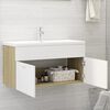 vidaXL Mobile Lavabo Integrato Bianco Rovere Sonoma Legno Multistrato